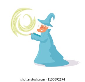 Wizard Vector. Cartoon. Isolated art on white background. Flat