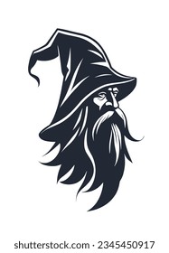 wizard vector logo style black and white