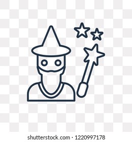 Wizard vector outline icon isolated on transparent background, high quality linear Wizard transparency concept can be used web and mobile