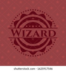 Wizard vintage red emblem. Vector Illustration. Detailed.