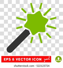 Wizard Wand EPS vector pictogram. Illustration style is flat iconic bicolor eco green and gray symbol on white background.