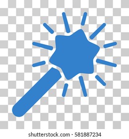 Wizard Wand vector icon. Illustration style is a flat iconic cobalt symbol on a transparent background.