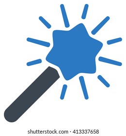 Wizard Wand vector icon. Style is bicolor flat icon symbol, smooth blue colors, white background.