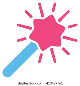 Wizard Wand vector icon. Style is bicolor flat icon symbol, pink and blue colors, white background.