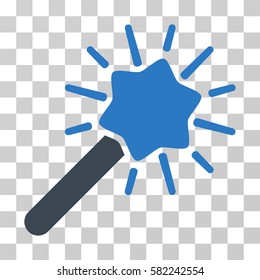 Wizard Wand vector pictogram. Illustration style is a flat iconic bicolor smooth blue symbol on a transparent background.