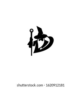 wizard warlock logo black and white vector