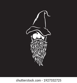 wizard warlock logo black and white vector