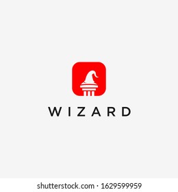 wizard warlock logo red and white vector