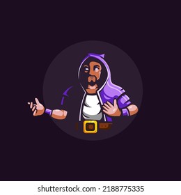 Wizard or Witch cartoon mascot logo design illustration vector
