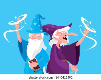 wizard with witch of fairytale avatar character