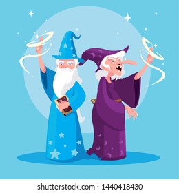wizard with witch of fairytale avatar character