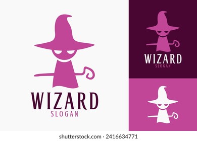 Wizard Witch Hat Magic Wand Logo Design