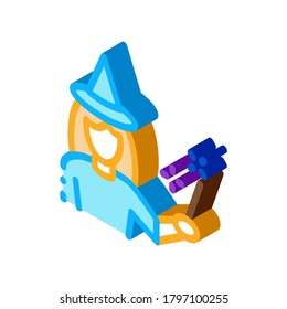 Wizard Woman Icon Vector. Isometric Wizard Woman sign. color isolated symbol illustration