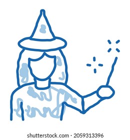 Wizard Woman sketch icon vector. Hand drawn blue doodle line art Wizard Woman sign. isolated symbol illustration