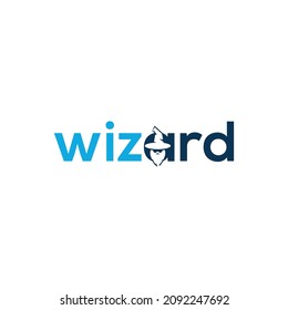 wizard word mark typography lettering design vector template