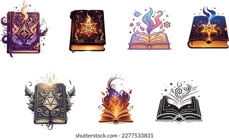 Wizardry book bundle vector for fantasy illustration. Premium book bundle vector