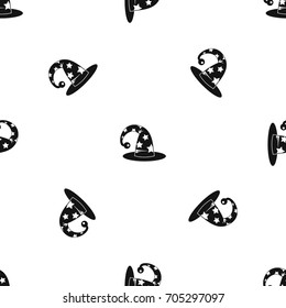 Wizards hat pattern repeat seamless in black color for any design. Vector geometric illustration