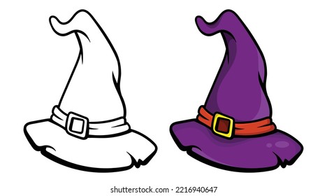 Wizards Hat vector, Halloween costume, Halloween décor, Vector illustration, Cute wizard cap cartoon design element, Magic witch hat, Design element for Halloween, cartoon Halloween,