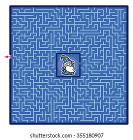 Wizard's Maze Game (help the Wizard find his way out - Maze vector puzzle)
