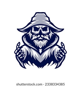 wizards skull logo design for mascot sport or esport gaming logo