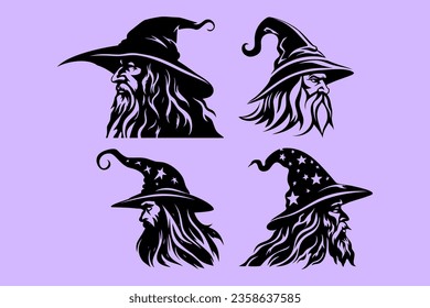 Wizards vector bundle, Halloween design.