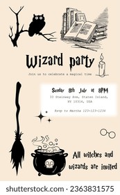 Wizards and witches theme light party invite