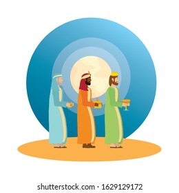 wize men kings manger characters vector illustration design