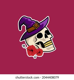 Wizzard skull head for halloween, Vector illustration eps.10