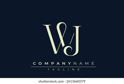 WJ abstract Logo. Elegantly Designed Minimalist Monogram Logo with Stylish Lettering. Sophisticated and sleek minimalist monogram showcasing unique lettering design.