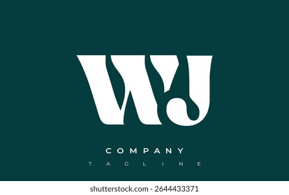 WJ Creative Abstract Typography Logo Design. Elegant logo combining bold typography and creative shapes, ideal for branding and identity solutions.