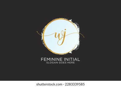 WJ handwriting logo with circle template vector signature, wedding, fashion, floral and botanical with creative template.