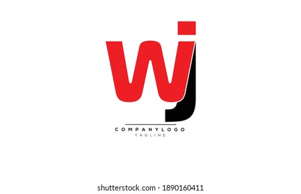 Diseño del logotipo del alfabeto de texto del icono de WJ en monograma
