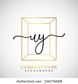 WJ Initial Handwriting logo template vector