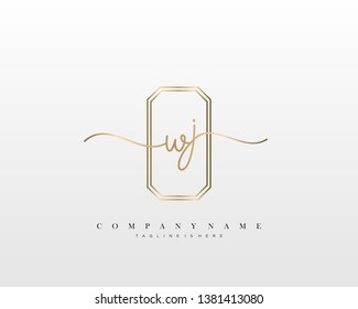 WJ initial handwriting logo template vector