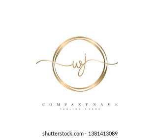 WJ initial handwriting logo template vector