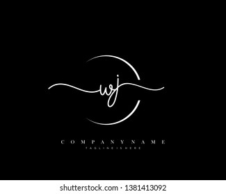 WJ initial handwriting logo template vector