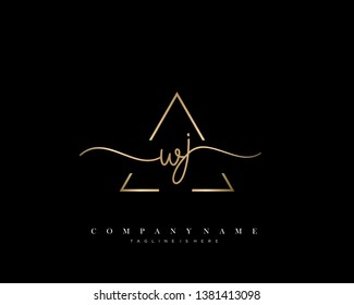 WJ initial handwriting logo template vector