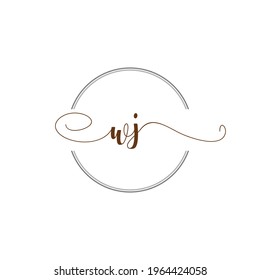 WJ Initial Logo Handwriting template letter illustration