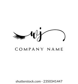 WJ inicial Logotipo lash logo eyelector moderno
