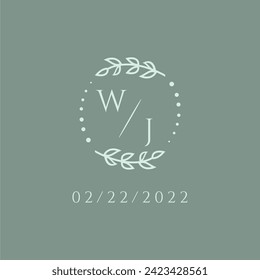 WJ initial modern monogram wedding with creative circle line