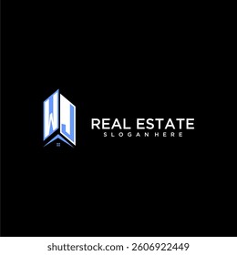 WJ initial monogram building and roof logo for real estate