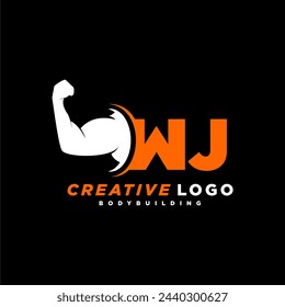 WJ initial monogram for fitnes or gym logo with creative style design