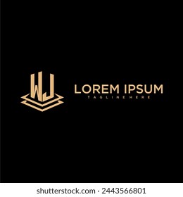 WJ initial monogram logo real estate with creative building style design vector