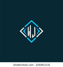 WJ initial monogram logo with square style design