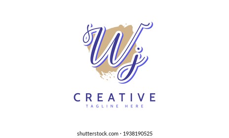 Iniciales WJ, vector de logotipo de escritura a mano