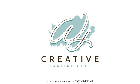 WJ Initials, handwriting logo vector