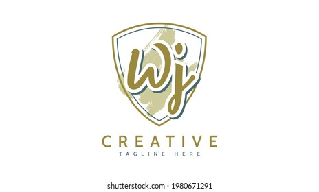 WJ Initials, handwriting logo vector