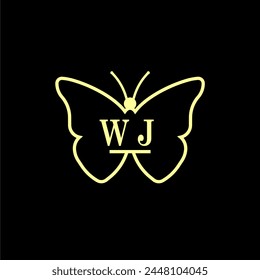 WJ Initials Luxury Butterfly logo Vector illustration