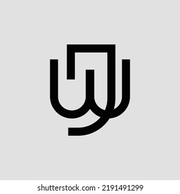 WJ or JW monogram vector logo. Letters logo made from thin line. Suitable for event, brand, product, company, and organization.