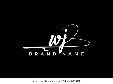 WJ letter beauty handwriting vector logo. 